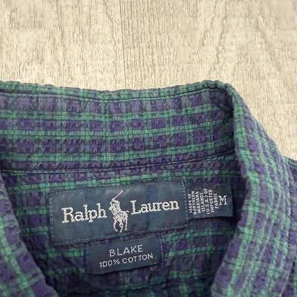 Vintage Polo Ralph Lauren Blake Short Sleeve Button Shirt Men's Medium Plaid 90s - Picture 4 of 6